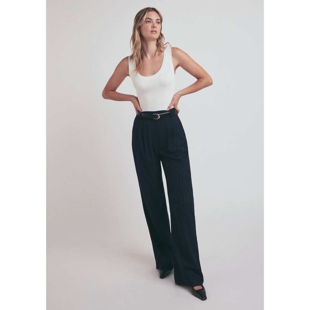 FAVORITE DAUGHTER The Favorite Pants in Navy Blue with White Pinstripes Size 10